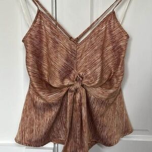 Silky Orange and White Cross Back Top